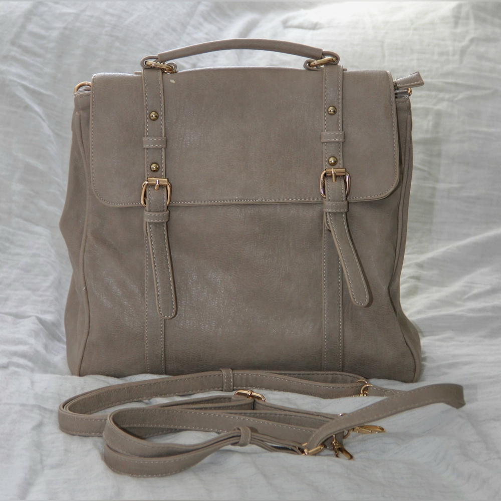 Elegant Taupe Leather Handbag